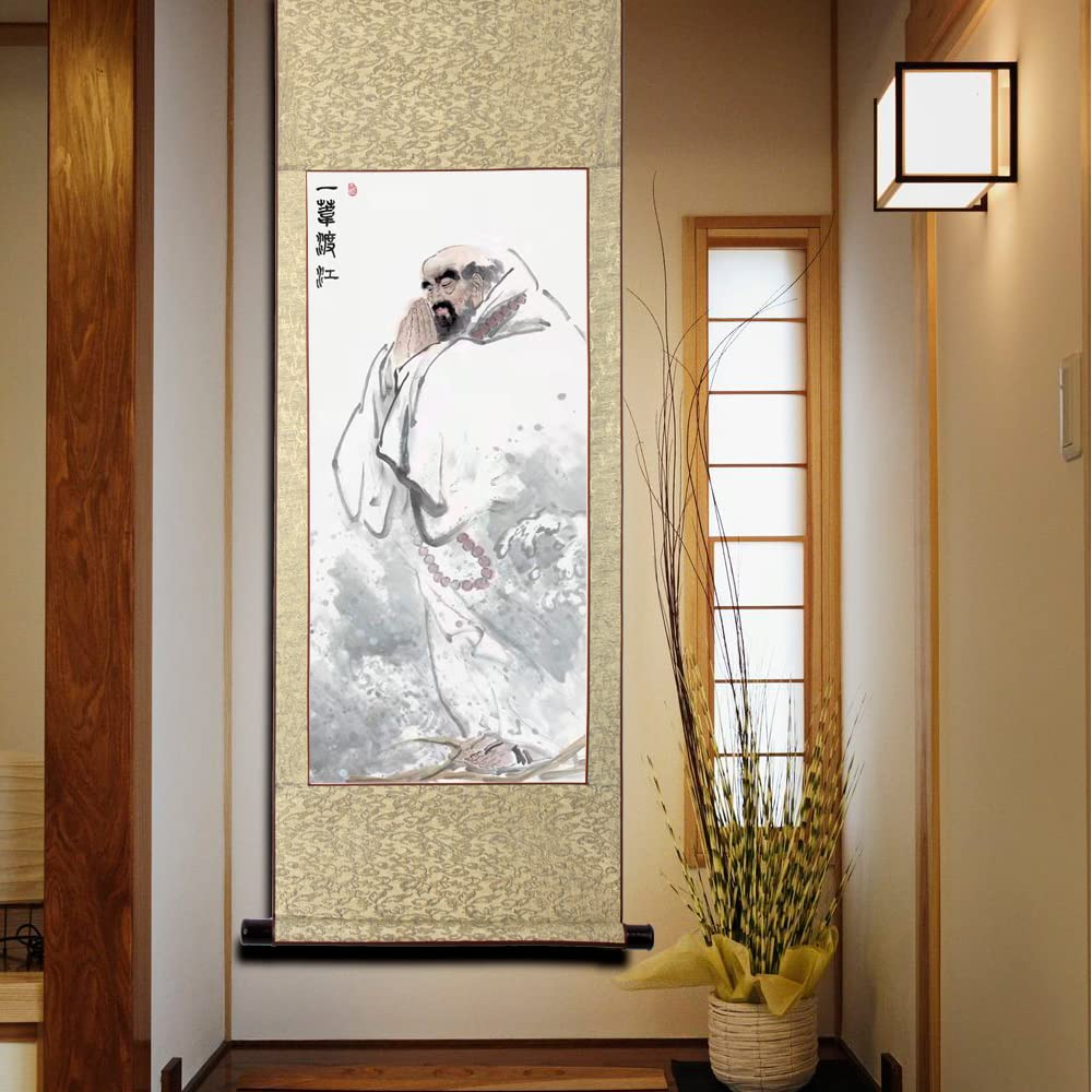 Amazon｜画家手描き 掛け軸 超お得 水墨画 / 菩提達磨 達磨大師 達磨
